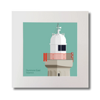 Illustration of a lighthouse on a teal background with 'Dunmore East, Waterford' text.