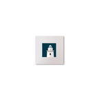 Illustration of Ardnakinna lighthouse on a midnight blue background, mounted and measuring 10x10cm.