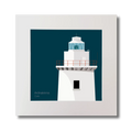Illustration of Ardnakinna lighthouse on a midnight blue background, mounted and measuring 30x30cm.