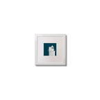 Illustration of Blackhead lighthouse on a midnight blue background,  in a white square frame measuring 10x10cm.