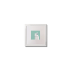 Illustration of Blackhead lighthouse on an ocean green background,  in a white square frame measuring 10x10cm.