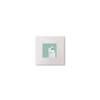 Illustration of Blackhead lighthouse on an ocean green background, mounted and measuring 10x10cm.