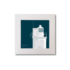 Illustration of Blackhead lighthouse on a midnight blue background, mounted and measuring 20x20cm.