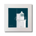 Illustration of Blackhead lighthouse on a midnight blue background, mounted and measuring 30x30cm.
