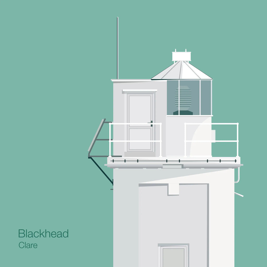Illustration of Blackhead lighthouse on an ocean green background
