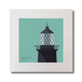 Illustration of Slyne Head lighthouse on an ocean green background, mounted and measuring 30x30cm.