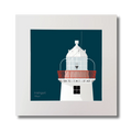Illustration of Inishgort lighthouse on a midnight blue background, mounted and measuring 30x30cm.