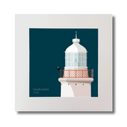 Illustration of Haulbowline lighthouse on a midnight blue background, mounted and measuring 30x30cm.
