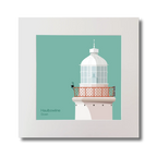 Illustration of Haulbowline lighthouse on an ocean green background, mounted and measuring 30x30cm.