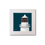 Illustration of Rockabill lighthouse on a midnight blue background, mounted and measuring 20x20cm.