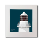 Illustration of Rockabill lighthouse on a midnight blue background, mounted and measuring 30x30cm.