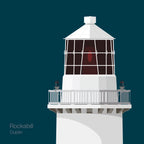 Illustration of Rockabill lighthouse on a midnight blue background