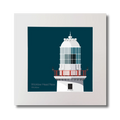Illustration of Valentia Island lighthouse on a midnight blue background, mounted and measuring 30x30cm.