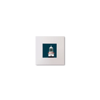 Illustration of Mine Head lighthouse on a midnight blue background, mounted and measuring 10x10cm.