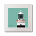 Illustration of Mine Head lighthouse on an ocean green background, mounted and measuring 30x30cm.