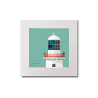 Illustration of Black Rock lighthouse on an ocean green background, mounted and measuring 20x20cm.