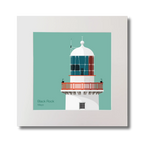 Illustration of Black Rock lighthouse on an ocean green background, mounted and measuring 30x30cm.