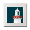 Illustration of Ballinacourty lighthouse on a midnight blue background, mounted and measuring 30x30cm.