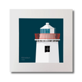 Illustration of Kilcredaun lighthouse on a midnight blue background, mounted and measuring 30x30cm.