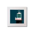 Illustration of Tory Island lighthouse on a midnight blue background, mounted and measuring 20x20cm.