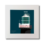 Illustration of Tory Island lighthouse on a midnight blue background, mounted and measuring 30x30cm.