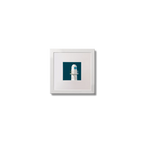 Illustration of Dingle lighthouse on a midnight blue background,  in a white square frame measuring 10x10cm.