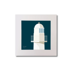 Illustration of Dingle lighthouse on a midnight blue background, mounted and measuring 20x20cm.