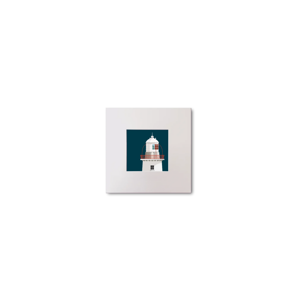 Illustration of Crookhaven lighthouse on a midnight blue background, mounted and measuring 10x10cm.