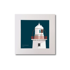 Illustration of Crookhaven lighthouse on a midnight blue background, mounted and measuring 20x20cm.
