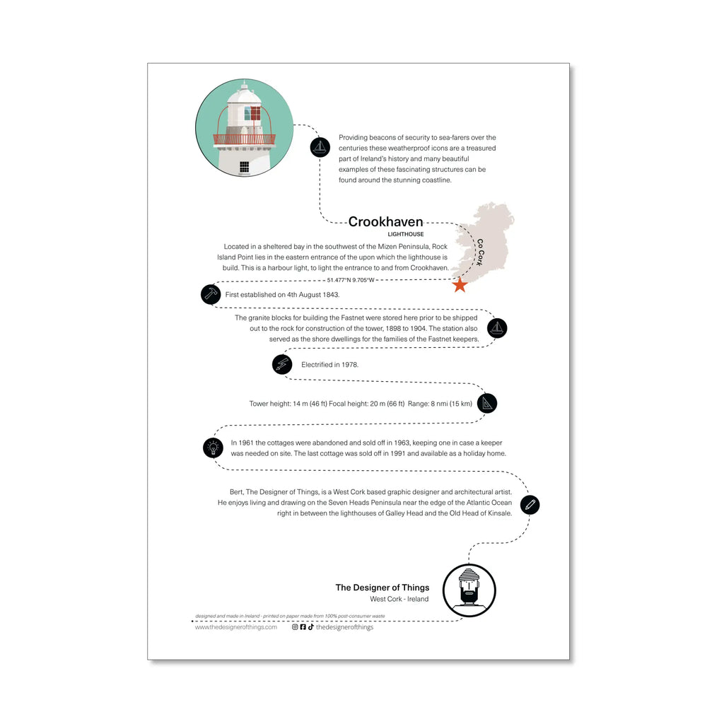 Crookhaven lighthouse, County Cork, Ireland info sheet