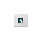 Illustration of Charles Fort lighthouse on a midnight blue background,  in a white square frame measuring 10x10cm.