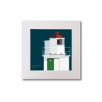 Illustration of Charles Fort lighthouse on a midnight blue background, mounted and measuring 20x20cm.