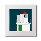 Illustration of Charles Fort lighthouse on a midnight blue background, mounted and measuring 30x30cm.