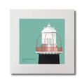Illustration of Roancarrigmore lighthouse on an ocean green background, mounted and measuring 30x30cm.