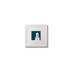 Illustration of Arranmore lighthouse on a midnight blue background,  in a white square frame measuring 10x10cm.