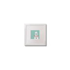 Illustration of Arranmore lighthouse on an ocean green background,  in a white square frame measuring 10x10cm.