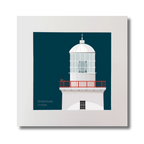 Illustration of Arranmore lighthouse on a midnight blue background, mounted and measuring 30x30cm.