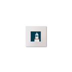 Illustration of Inistearaght lighthouse on a midnight blue background, mounted and measuring 10x10cm.