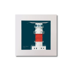 Illustration of Kish lighthouse on a midnight blue background, mounted and measuring 20x20cm.