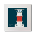Illustration of Kish lighthouse on a midnight blue background, mounted and measuring 30x30cm.