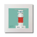 Illustration of Kish lighthouse on an ocean green background, mounted and measuring 30x30cm.