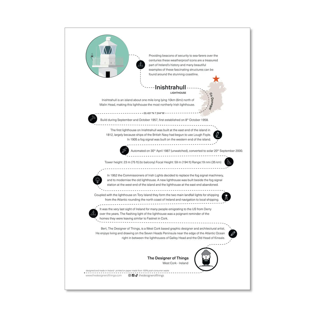 Inishtrahull lighthouse, County Donegal, Ireland info sheet