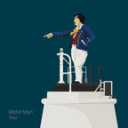 Illustration of Metal Man lighthouse on a midnight blue background