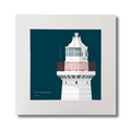 Illustration of Donaghadee lighthouse on a midnight blue background, mounted and measuring 30x30cm.