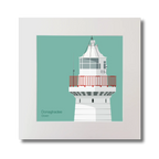 Illustration of Donaghadee lighthouse on an ocean green background, mounted and measuring 30x30cm.