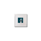 Contemporary wall art of Ferris Point lighthouse on a midnight blue background,  in a white square frame measuring 10x10cm.