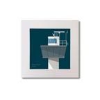 Illustration of Ferris Point lighthouse on a midnight blue background, mounted and measuring 20x20cm.