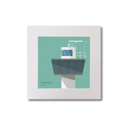 Illustration of Ferris_Point lighthouse on an ocean green background, mounted and measuring 20x20cm.