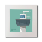 Illustration of Ferris Point lighthouse on an ocean green background, mounted and measuring 30x30cm.