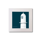 Illustration of Barrack Point lighthouse on a midnight blue background, mounted and measuring 20x20cm.